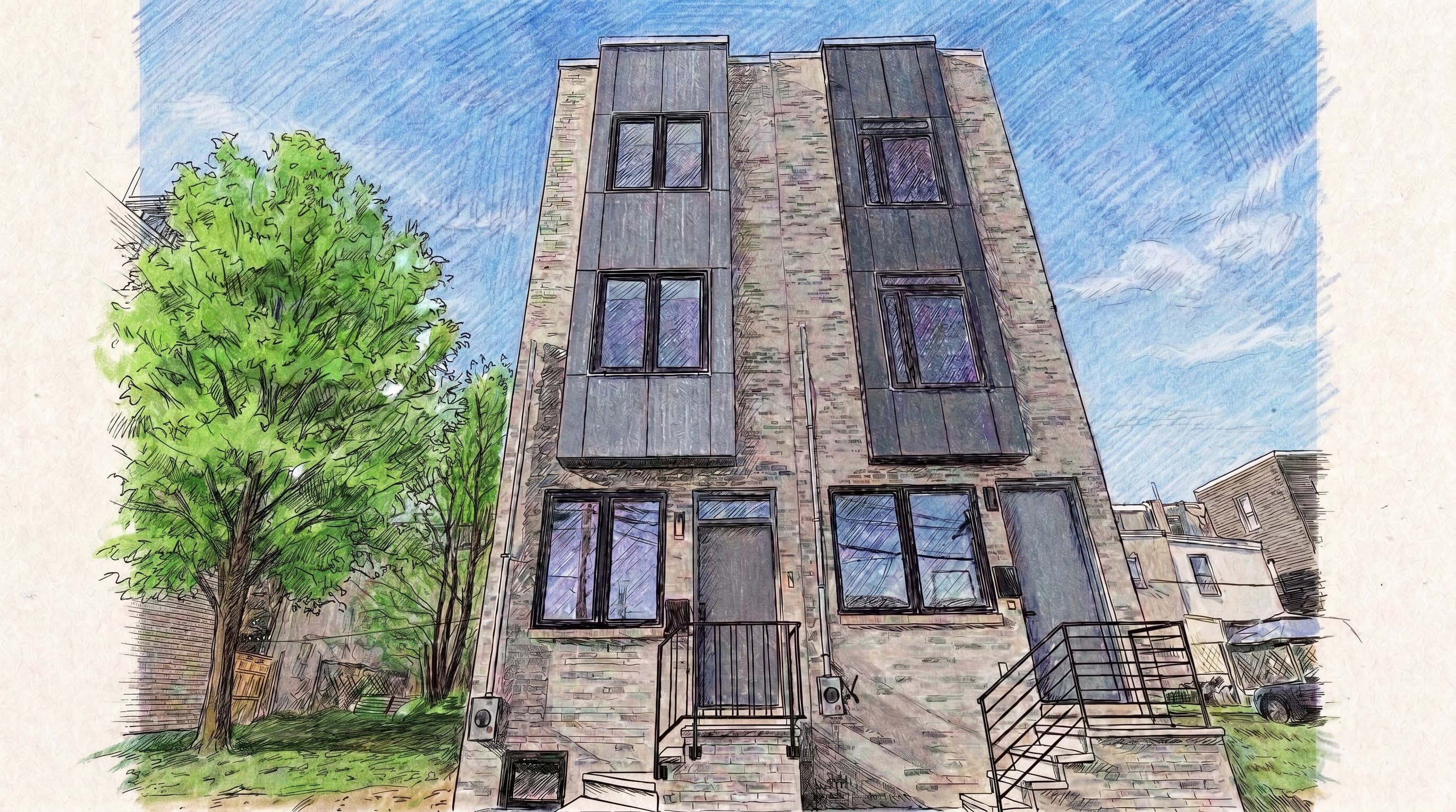 Drawing of 1500 block of N. Darien St